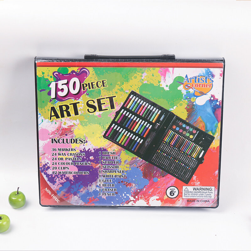 Set 150 Buah Seni Warna Air Anak-anak Set Gambar Anak-anak Pena Pastel Minyak Lukisan Krayon Alat Gambar Perlengkapan Seni Set Alat Tulis