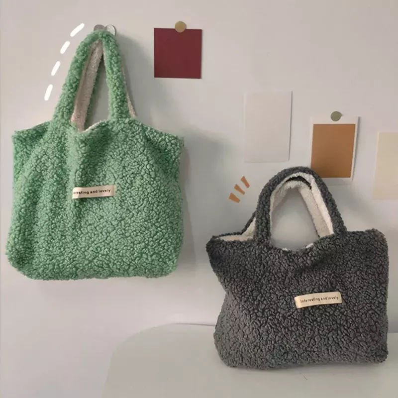TOUB038 borsa a tracolla donna peluche studente Bookbags due lati disponibili Design moda donna Shopping Bag