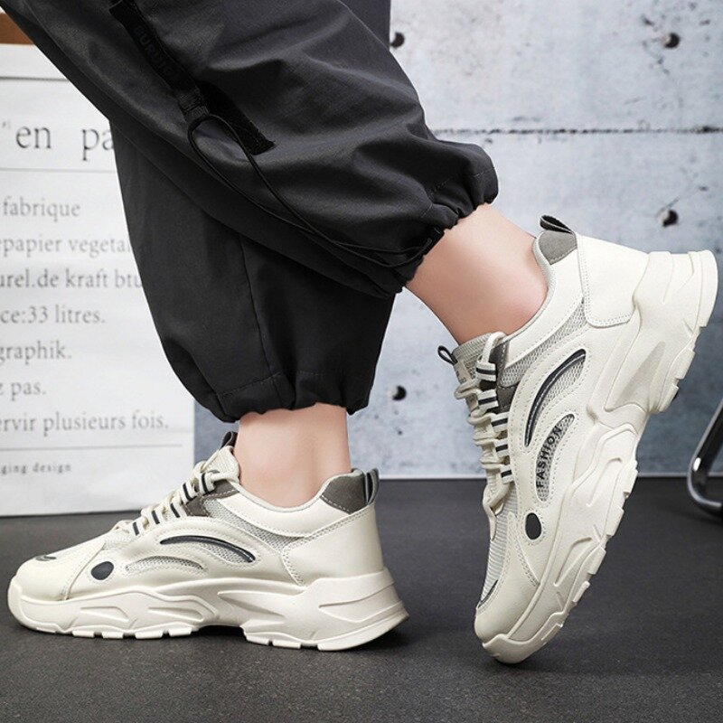 Массивные кроссовки 2024, летняя модная дышащая обувь для бега, Женская удобная обувь для мужчин, теннисные кроссовки на платформе со шнуровкой