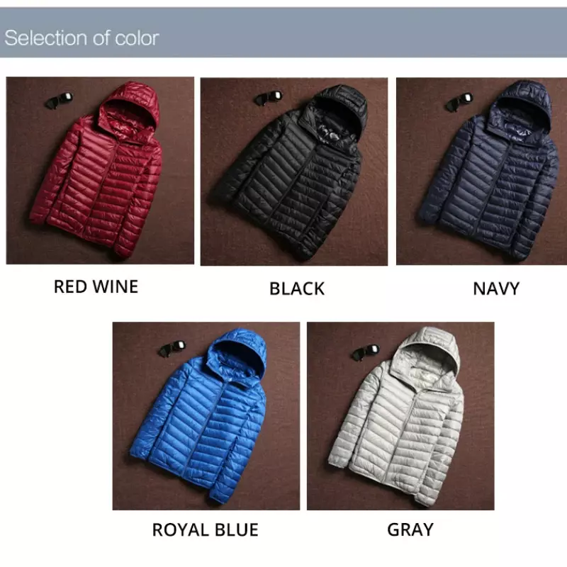 6 Colors Men Puffer Jackets Mens Fashion Casual Hooded Ultra Light Packable Water and Wind-Resistant Breathable Down Coat AE899