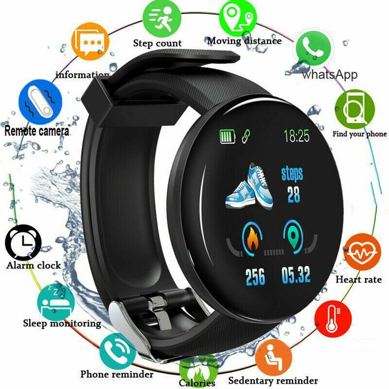 Pulsera inteligente D18S, reloj inteligente con información inalámbrica, recordatorio de ejercicio, frecuencia cardíaca, monitoreo del sueño, podómetro de llamadas, Sensor táctil