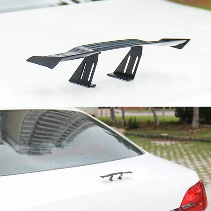 Universal Mini Spoiler 3D Rear Trunk Wing Boot Lip Spoiler Stickers Car Exterior Funny Accessories Decoration Carbon Fiber Look