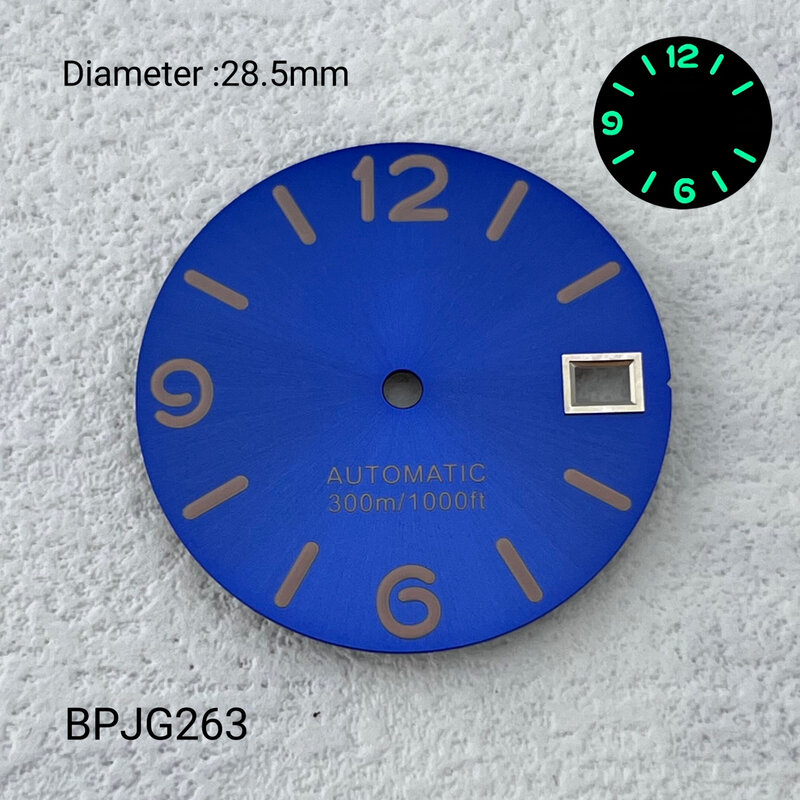 ตัวอักษรสีขาวเคลือบ28.5มม. ปฏิทินวันเทียม PNH ไฟกลางคืนสีเขียวเหมาะสำหรับการเคลื่อนไหว NH36อุปกรณ์เสริมนาฬิกาแบบกำหนดเอง