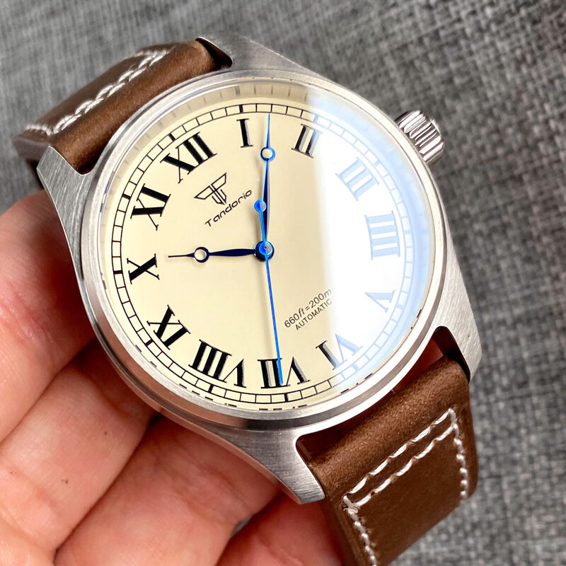 Vintage Pilot Wristwatch Roman Number Diver Steel Automatic Watch Men NH35 PT5000 200m Waterproof Blue Hand Sport Clock Rejor