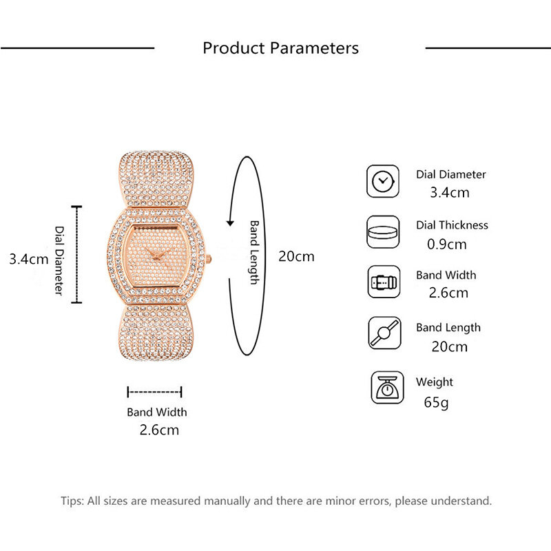 Quartz Watch for Women Luxury Full Diamond Fashion Stainless Steel Strap Wristwatch Minimal Without Scale Ladies Watches