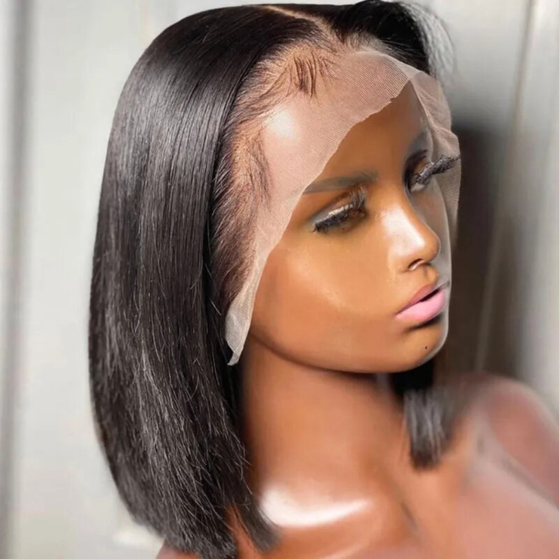 Straight Bob Wig Human Hair 13x4 Lace Frontal Wig Straight Hair Short Bob wig Lace Front Human Hair Wigs for Women 180 Density