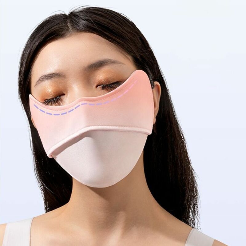 Gradient odporna na promieniowanie ultrafioletowe maska na twarz kreatywna wielokolorowa lodowy jedwab sportowa maska na oczy ochrona narożników do wyszczuplania twarzy szalik
