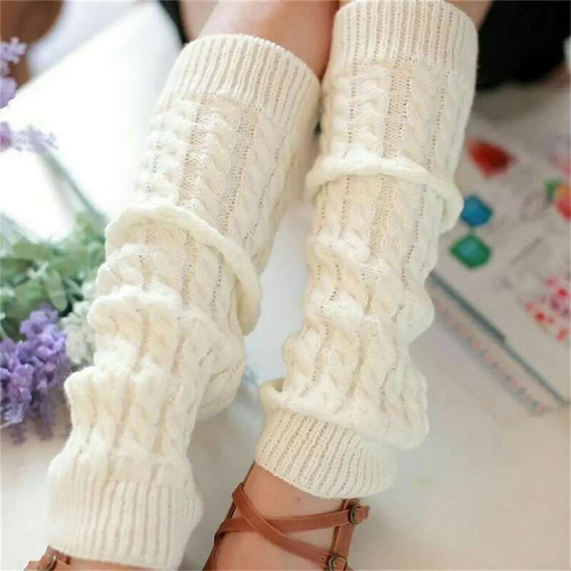 Womens Winter Warm Knitted Leg Socks Ribben Long Crochet Cable Warmers Leg Sock Ladies Thermal Leggings Boot Cover Calf Sleeve
