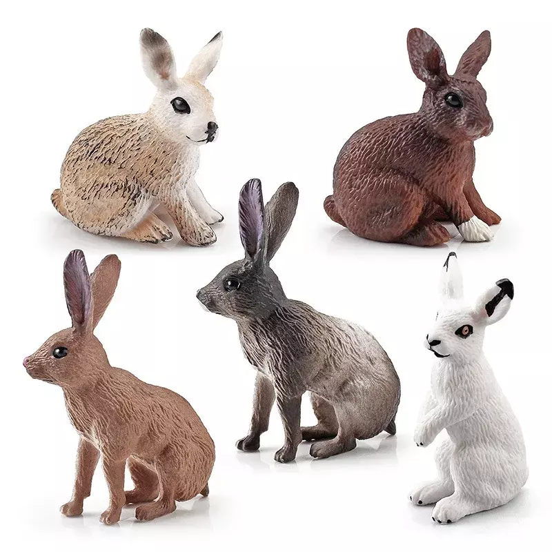 Modèle de lapin de simulation pour enfants, jouets dos pour enfants, petites figurines d'animaux, cadeau pour garçon, décoration de bureau, 3cm, 1PC