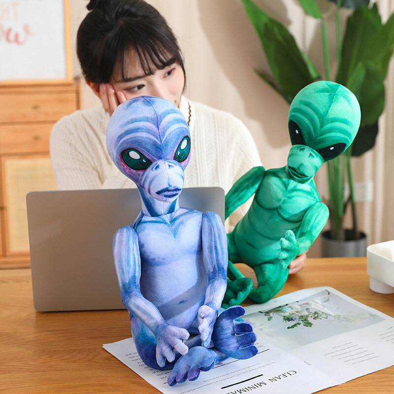 Lifelike Alien Plush Toy Stuffed Fluffy Extra-terrestrial Soft Doll Joints Can Rotate Home Decor Kids Toy Birthday Gift