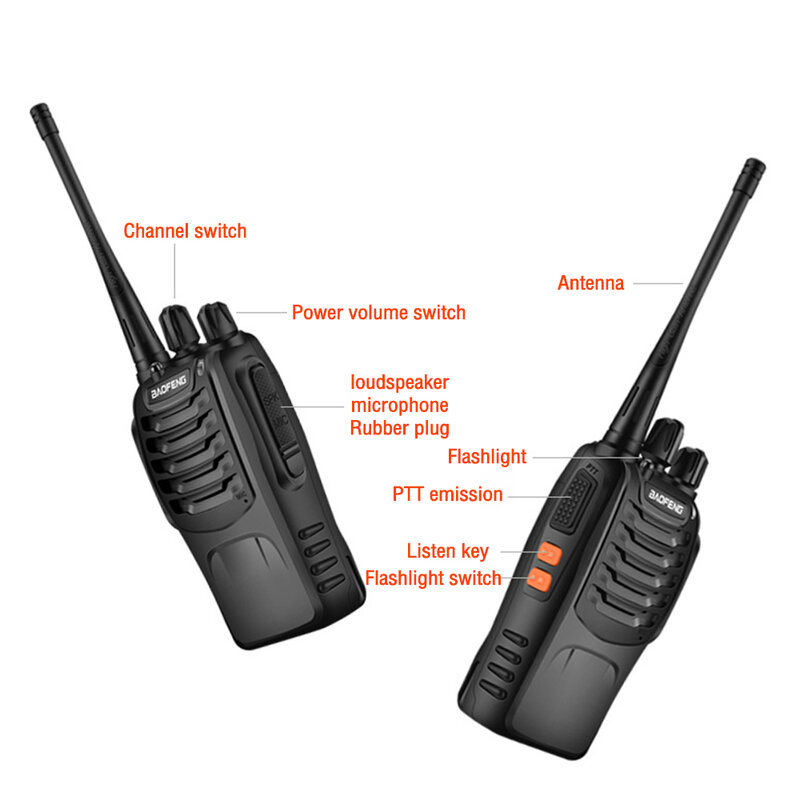 Baofeng-walkie-talkie BF-888S de largo alcance, Radio bidireccional portátil de mano de alta potencia, 400-470MHz, BF888S, para caza