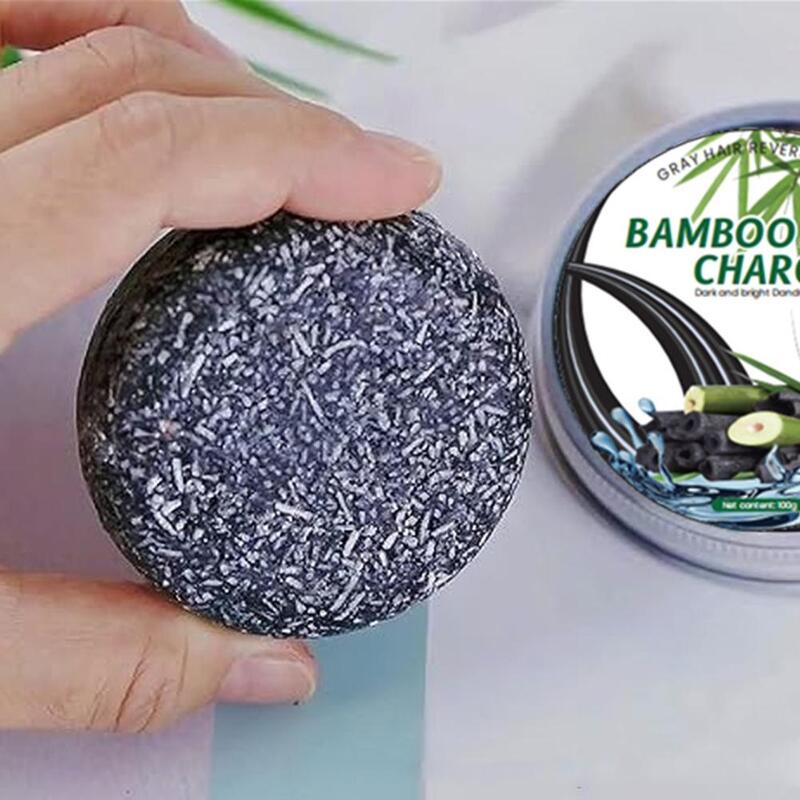 Natural Bamboo Charcoal Multiflorum Shampoo Soap Pure Organic Bamboo Charcoal Shampoo Soap Bar Gray Hair Darkening Shampoo Soap