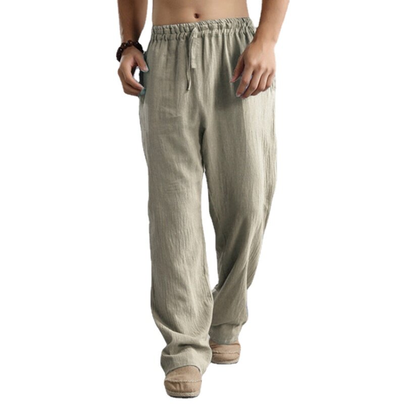 2022 europejskie i amerykańskie męskie duże luźne spodnie na co dzień lniane oddychające spodnie sportowe męskie spodnie workowate spodnie streetwear men