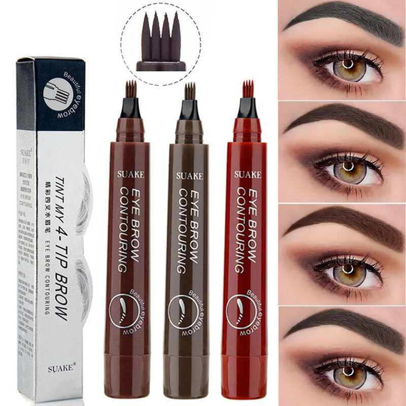 Eyebrow Pen Liquid Waterproof Microblading Long Lasting Natural Beauty Looking 4 Fork Tip Tattoo Makeup Pencil 5 Color