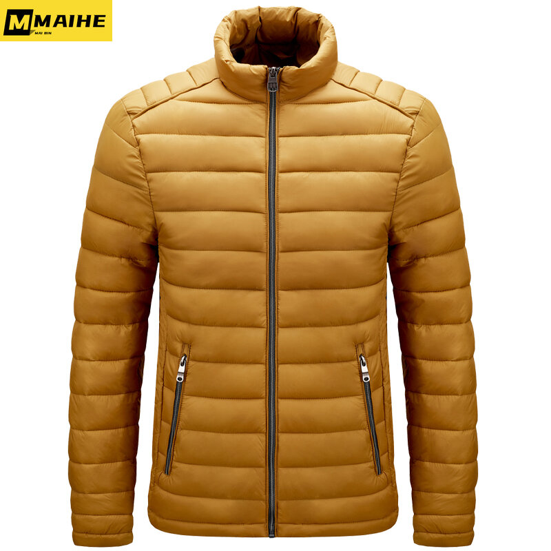Мужская куртка с воротником-стойкой, легкая Повседневная теплая парка с защитой от ветра, Классическая верхняя одежда, осень-зима 2023