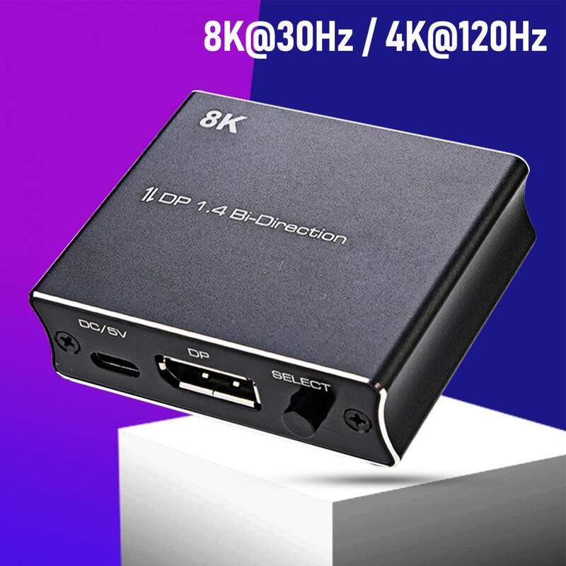 DP Switcher estratto Audio bidirezionale 8K @ 30Hz 4K @ 120Hz DisplayPort 1.4 1X2 2x1 KVM Switch Splitter per proiettore