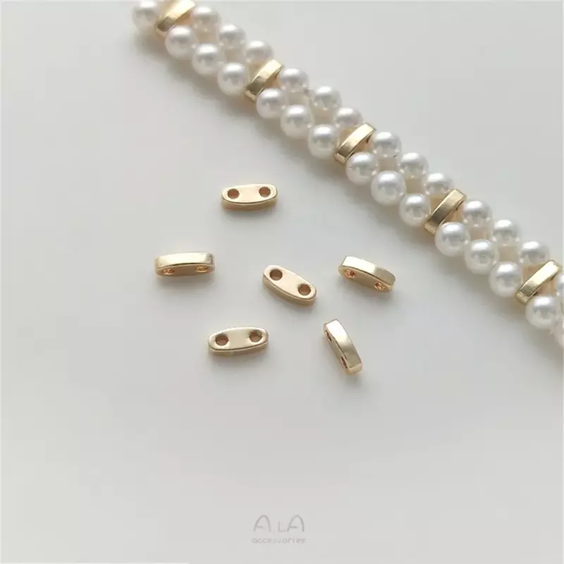 14K gold coated double row millet bead partition accessory double hole partition DIY handmade beaded bracelet jewelry material