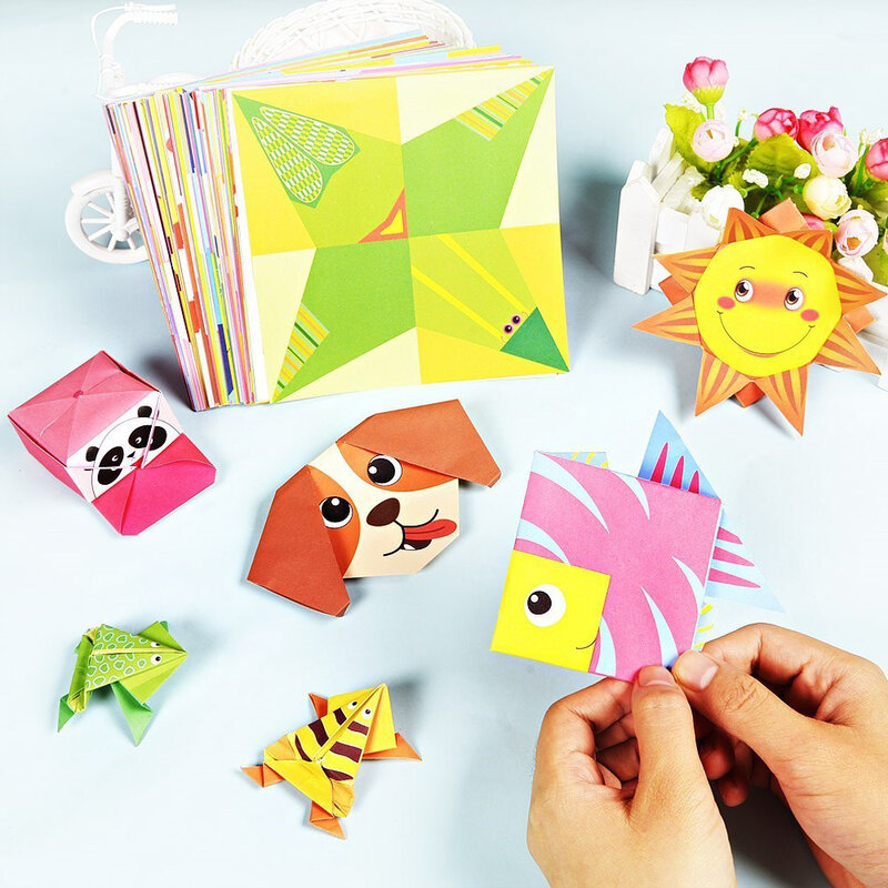 Papier Origami 3D pour bricolage, 54Pages, jouets artisanaux, animaux de dessin animé, Art Montessori, jouet éducatif d'apprentissage pour enfants