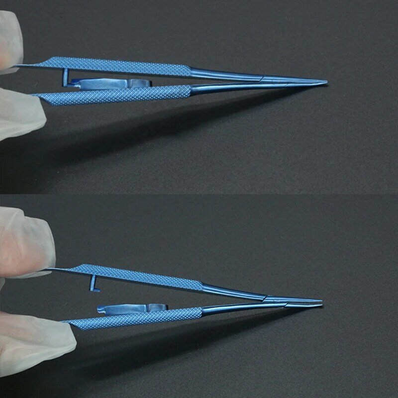 Eye Needle Holder Self-Locking Elbow Straight Head Microneedle Holder Locking Pen Needle Holder 12/14/16cm