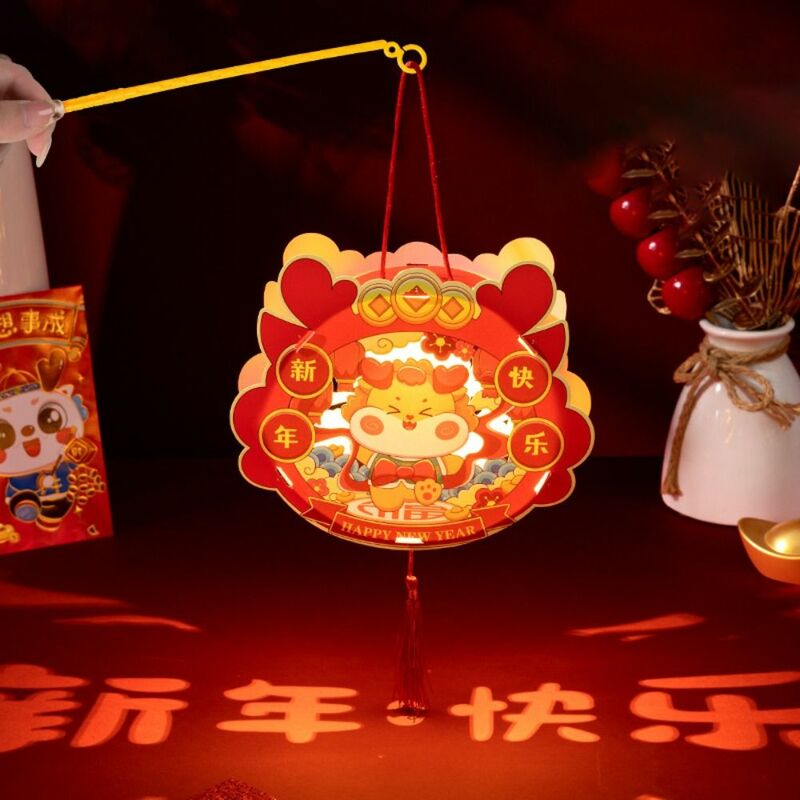 Creative New Year Lanterns Cartoon Portable DIY Spring Festival Lantern Luminous National Tide Handmade Material Pack Kids