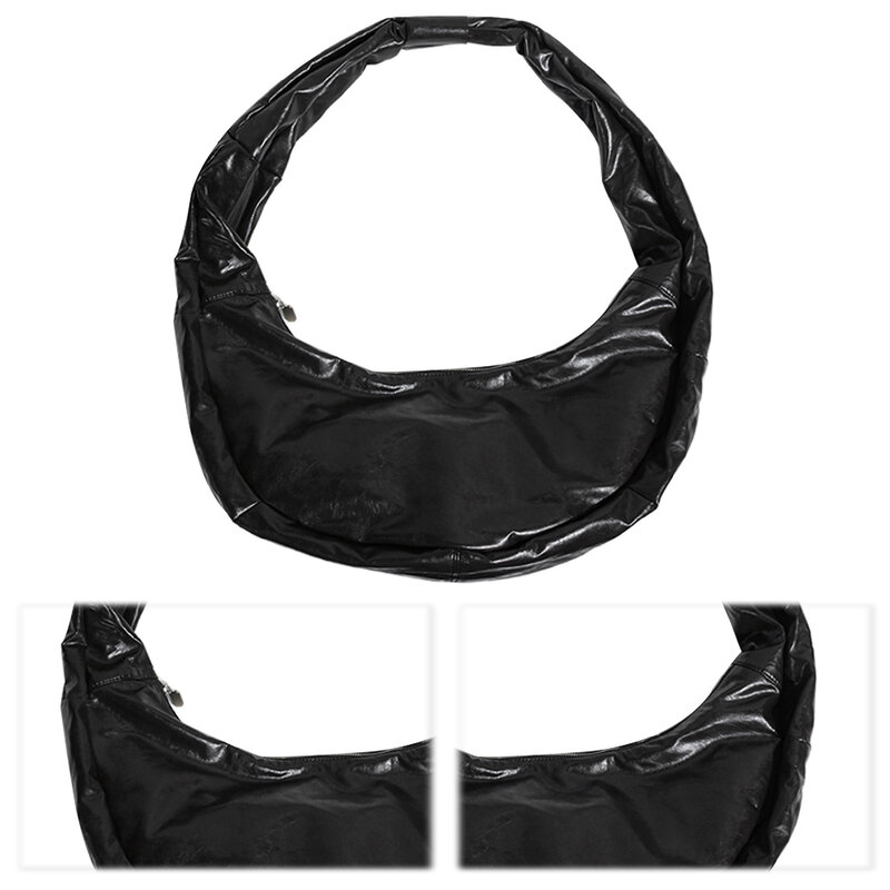 Women Vintage Crossbody Bag PU Leather Half Moon Tote Bag Large Capacity Simple Sling Handbag Female Commute Bag