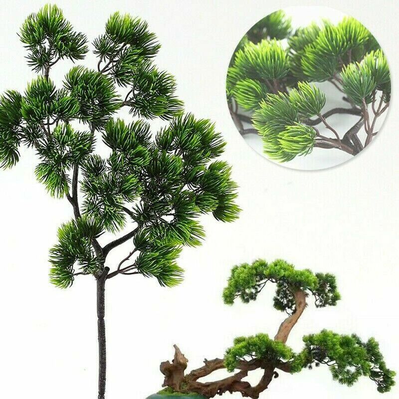 Tanaman pinus buatan kantor plastik simulasi restoran pohon pot tidak berasa 45cm halaman tanaman hijau palsu