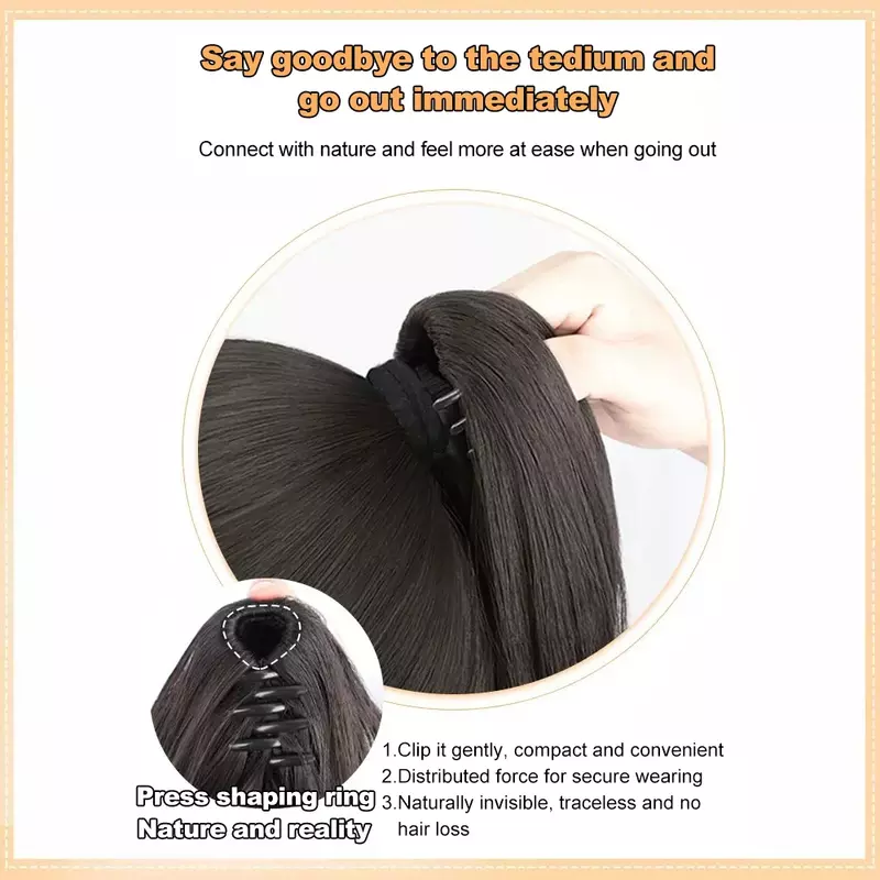 ALXNAN Synthetic Claw Clip Ponytail Natural Wavy Hair Natural Curly Hair Tail Ponny Tail For Women