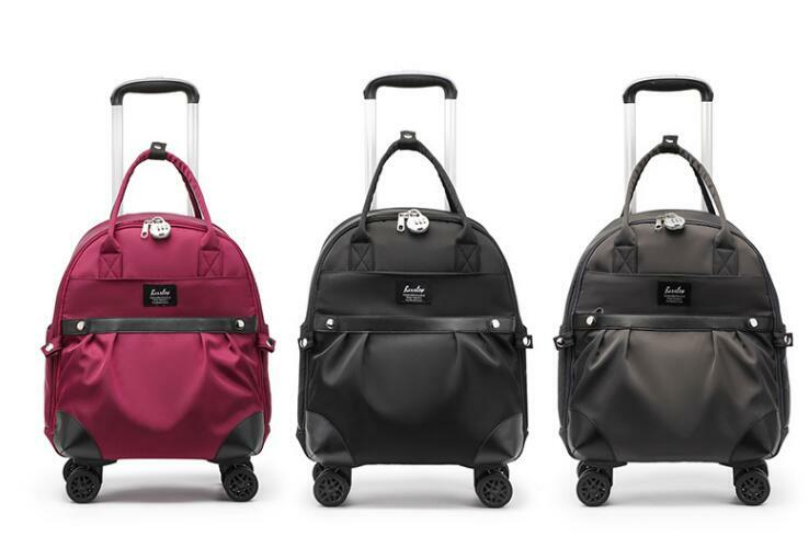 Mochila de equipaje rodante para mujer, bolsa de viaje con ruedas, tamaño de cabina, bolsa de equipaje de mano