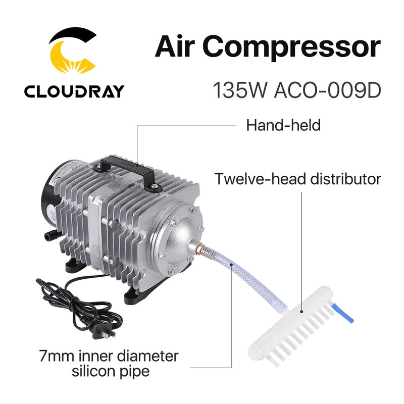 Cloudray 135W Không Khí Điện Từ Máy Bơm Không Khí Cho CO2 Khắc Laser Cắt ACO-009D
