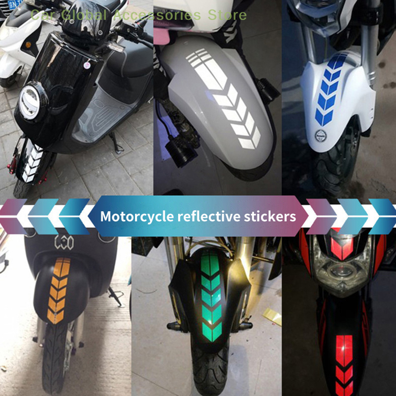 Universele Motorfiets Reflecterende Stickers Auto Motor Scooter Pijl Strepen Spatbord Stickers Waterdichte Waarschuwing Decoratie