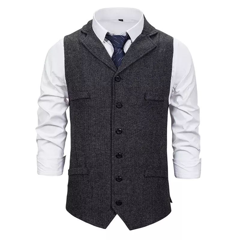 Fashion Men's Slim Fit Dress Vest Gentleman Formal Business Suit Vest Single-breasted Suit Waistcoat