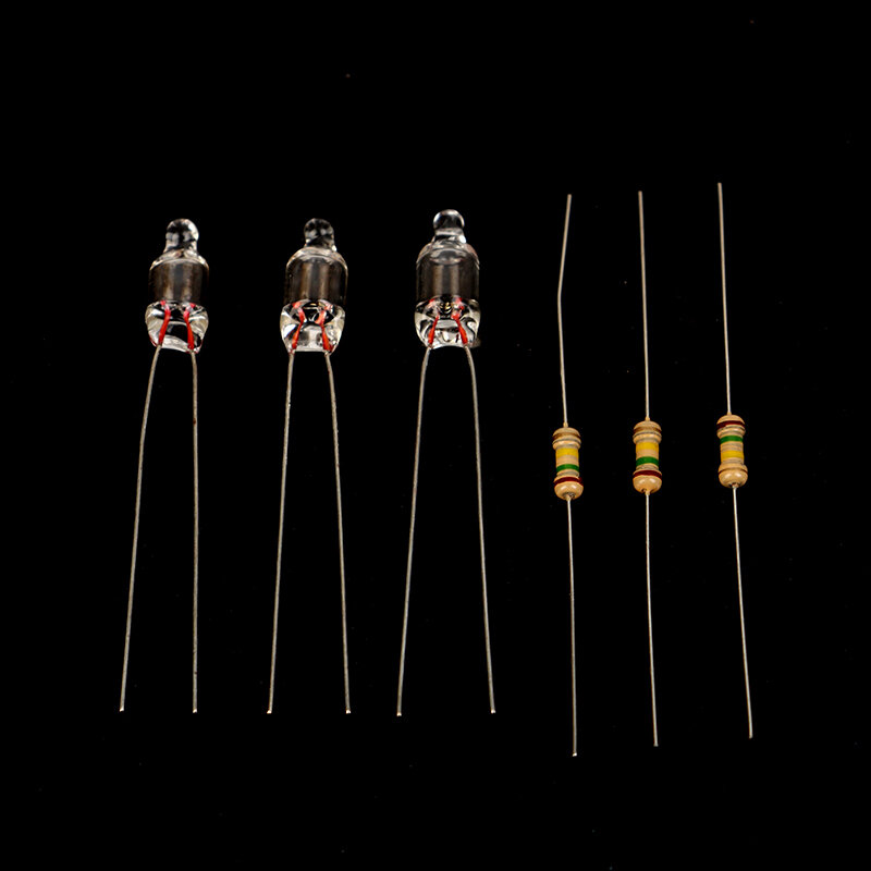 ミニネオンライト電球,抵抗器付き,赤色標準,220V, 5x13mm, 10個