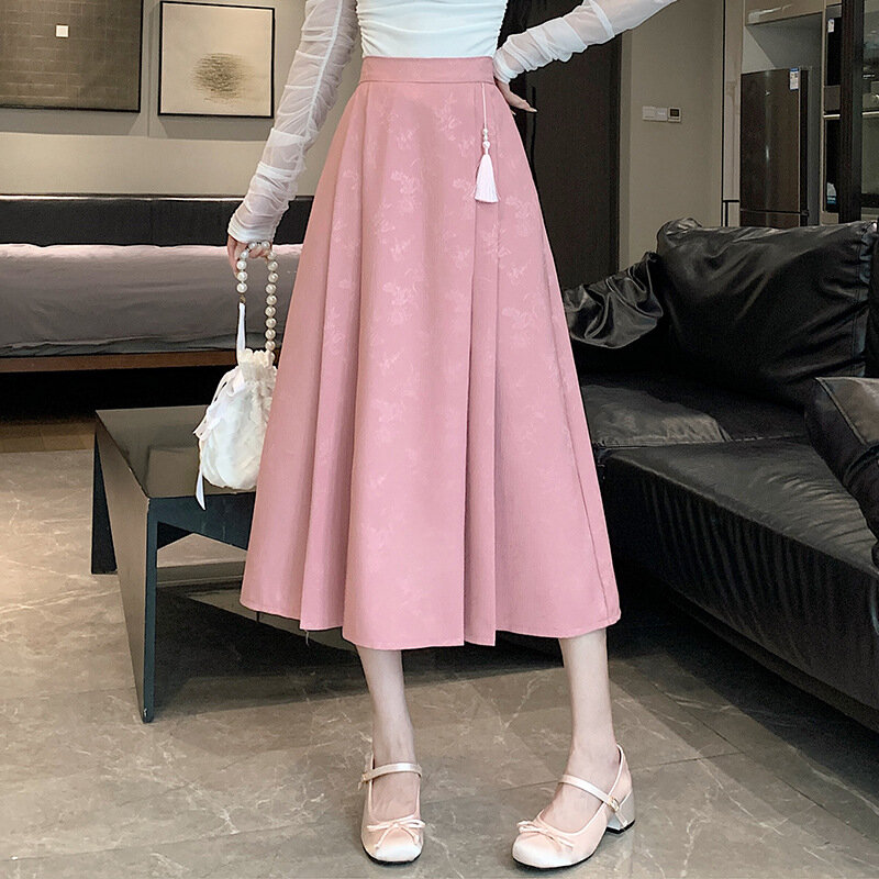 Horse Face Jacquard Skirt, Taille haute, Amincissant, Style national, Nouveau, Printemps, 03/commConsulHigh, 2024