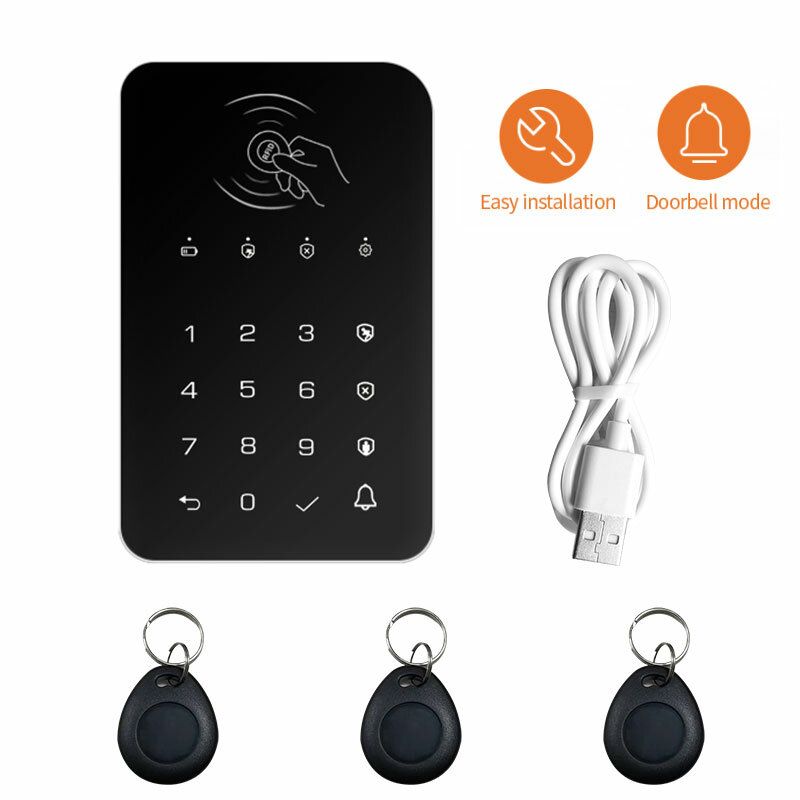 Wireless 433Mhz Touch Keyboard Lock 3Pcs RFID Card Arm Or Disarm Ev1527 Encoding For Tuya Smart Home Security Alarm System
