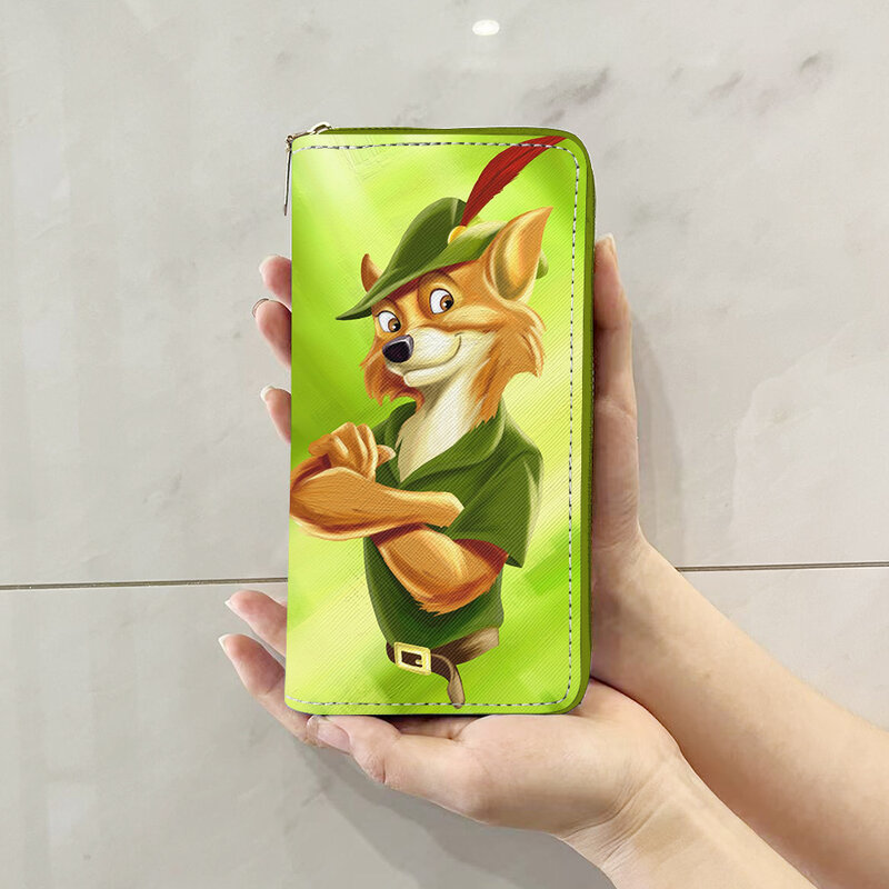 Disney Robin Hood-maletines de Anime W7580, Cartera de dibujos animados con cremallera, monedero, monederos casuales, bolso de almacenamiento para tarjetas, regalo Unisex