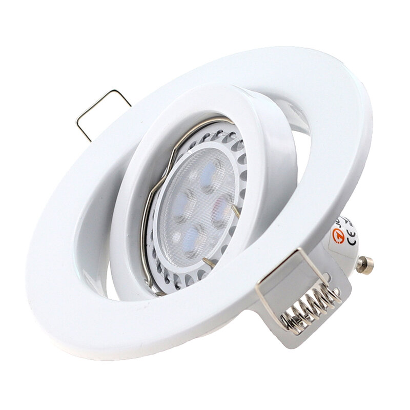 Gu10 Mr16 LED Downlights de techo, Marco empotrado, soporte de lámparas giratorio redondo, doble anillo, Base de enchufe LED, punto de soporte, montaje