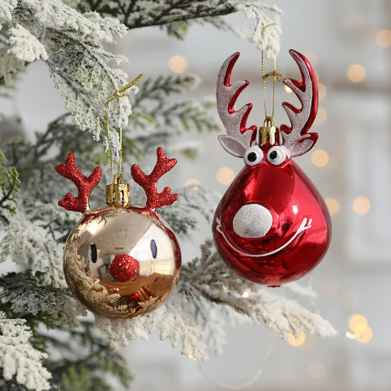 Elk Christmas Ball Ornaments, Xmas Tree Hanging Pendants, Holiday Party Decoration, New Year Gift Supplies, 2 pcs, 4pcs
