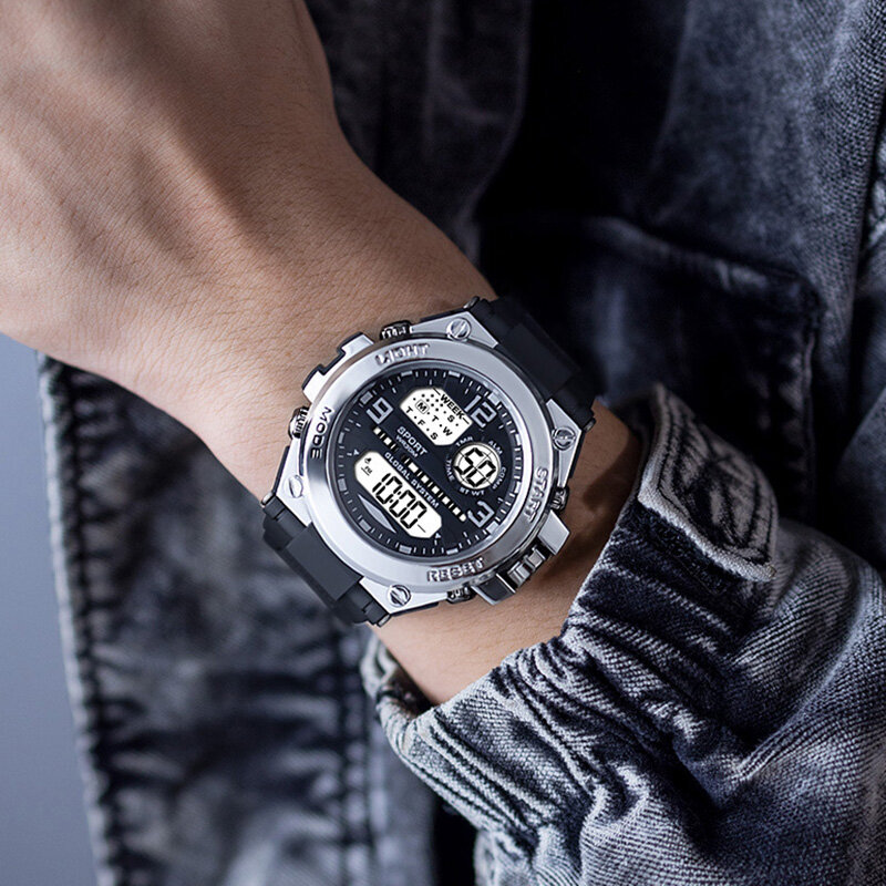 YIKAZE Outdoor sportowe cyfrowe męskie zegarki na rękę wspinaczka górska zegarki wodoodporne chronograf świecący zegarek wojskowy