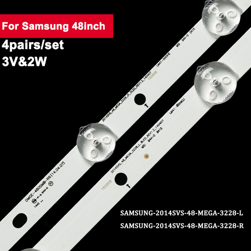 Tira de luces LED de retroiluminación, accesorio para televisor Samsung de 48 ", 2014SVS-48-MEGA-3228-L, 4 par/set, UA48H4288 UN48h4203, 3V