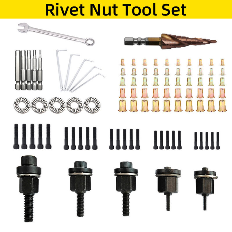 Rivet Nut Gun Tool Riveting Manual Threaded Hand Riveter Inserts Metal License Plate Rivet or Threads for Cars Simple Easy