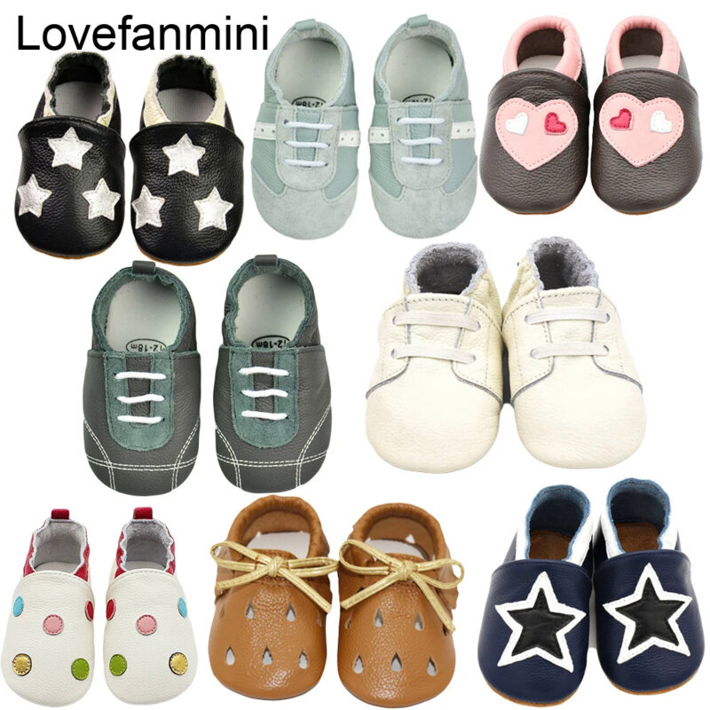 Sepatu bayi kulit sapi asli sol lembut, sandal pertama kali berjalan, sepatu mokasin untuk bayi, anak laki-laki, dan perempuan