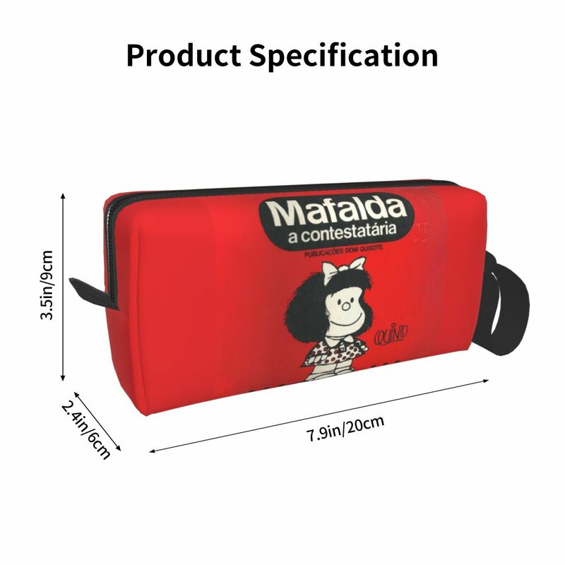 Viagem Personalizada Mafalda Saco De Higiene Pessoal, Bonito Quino Comic Manga Organizador De Maquiagem Cosméticos, Mulheres Beleza Armazenamento Dopp Kit Caso