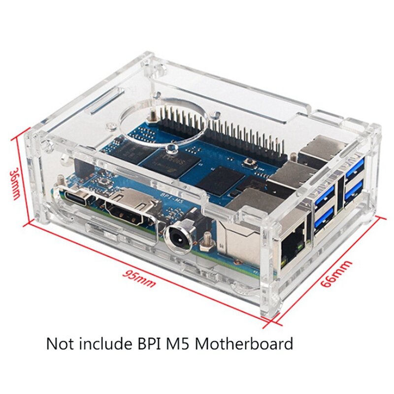 Casing akrilik Banana Pi M5, cangkang pelindung transparan untuk BPI-M5 Banana Pi, cangkang pelindung papan pengembangan