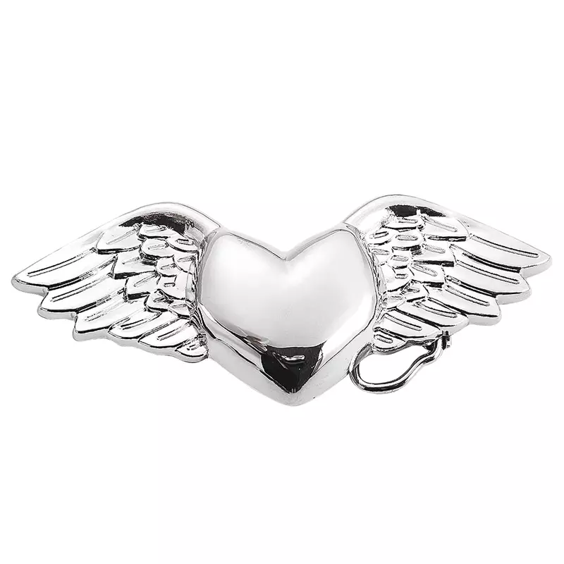 Hebilla de cinturón de alas de corazón de amor de Metal brillante, decoración de pretina de Ángel de aleación, accesorios vaqueros occidentales para hombres y mujeres