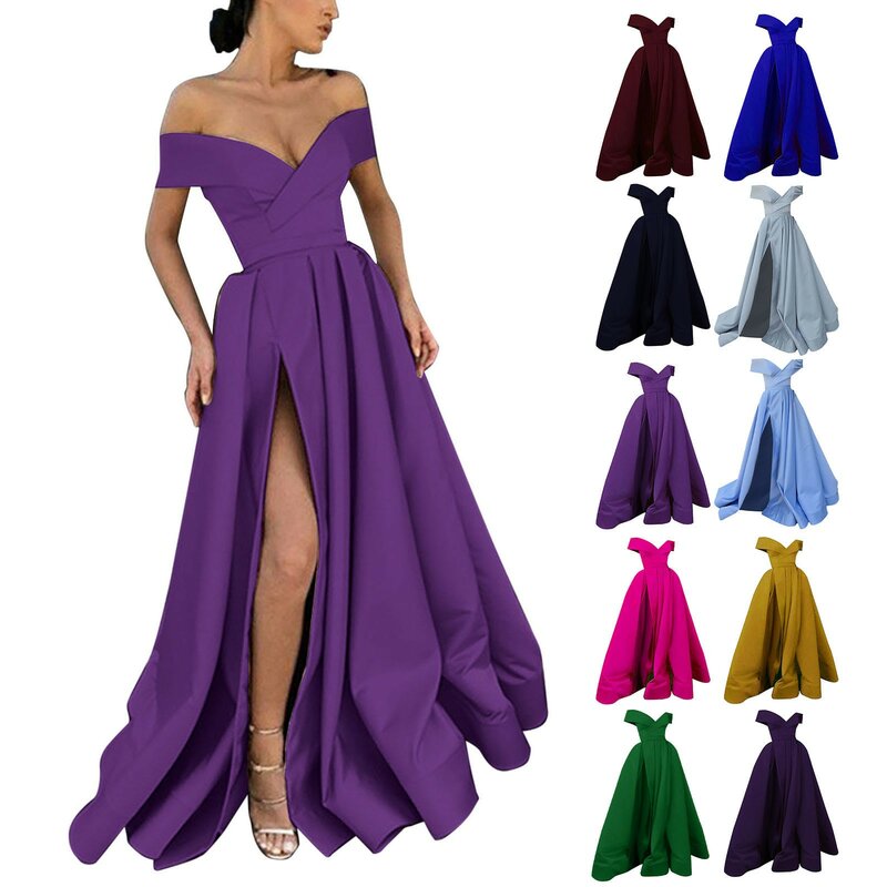 Женское длинное платье с открытыми плечами, элегантное платье без бретелек, вечерний Сарафан Макси, лето 2024