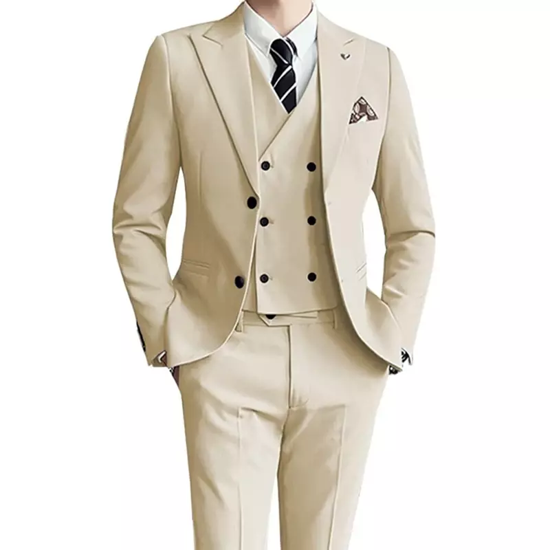 Модный новый мужской эксклюзивный однотонный деловой приталенный Свадебный костюм лучший комплект из 3 предметов блейзеры платье куртка пальто брюки жилет