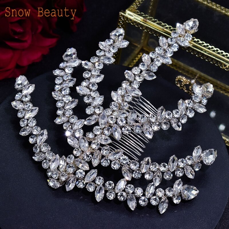 Diadema nupcial de plata A422, diademas brillantes para boda, Tiaras hechas a mano, accesorios para el cabello, joyería para la cabeza, tocado para novia