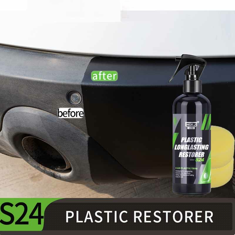 HGKJ S24 Car Plastic Restorer, Back to Black Gloss, Auto Plastic Parts Repair Spray, Renovador Exterior, Limpeza do carro, 50ml