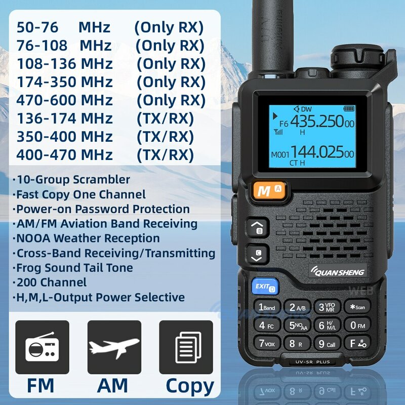 Quansheng UV 5R Plus портативная рация Am Fm двухстороннее радио Причастие VHF станция K5 приемник Ham беспроводной набор Дальний диапазон
