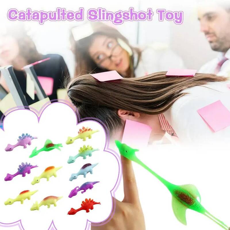 50pcs Finger catapulta Dinosaur Slingshot Sticky Wall Toys per adulti e bambini Vent antistress catapulta Dinosaur Y1s3